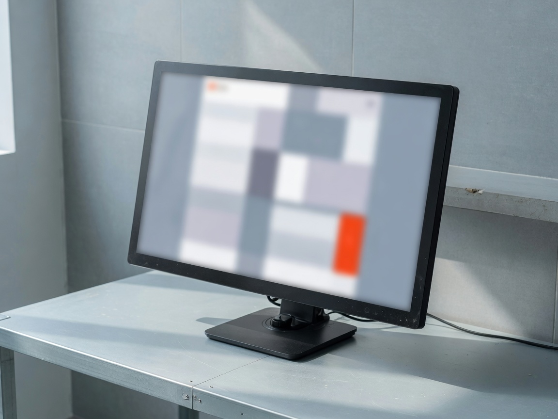 Studio monitor showing a blurred website layout